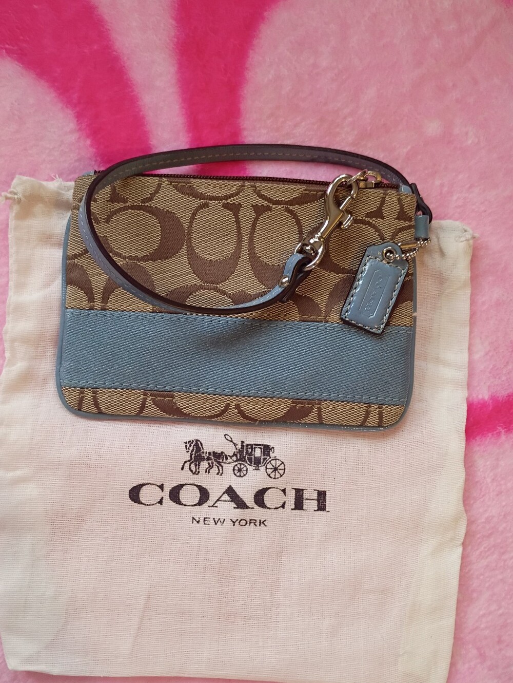 Coach Signature Stripe Wristlet